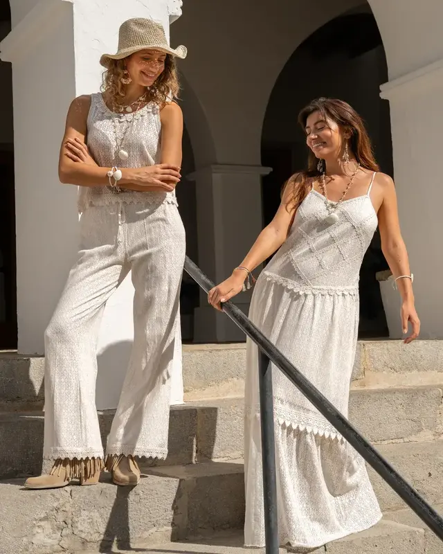 Isla Ibiza Bonita Lace Broek Rondas Cream