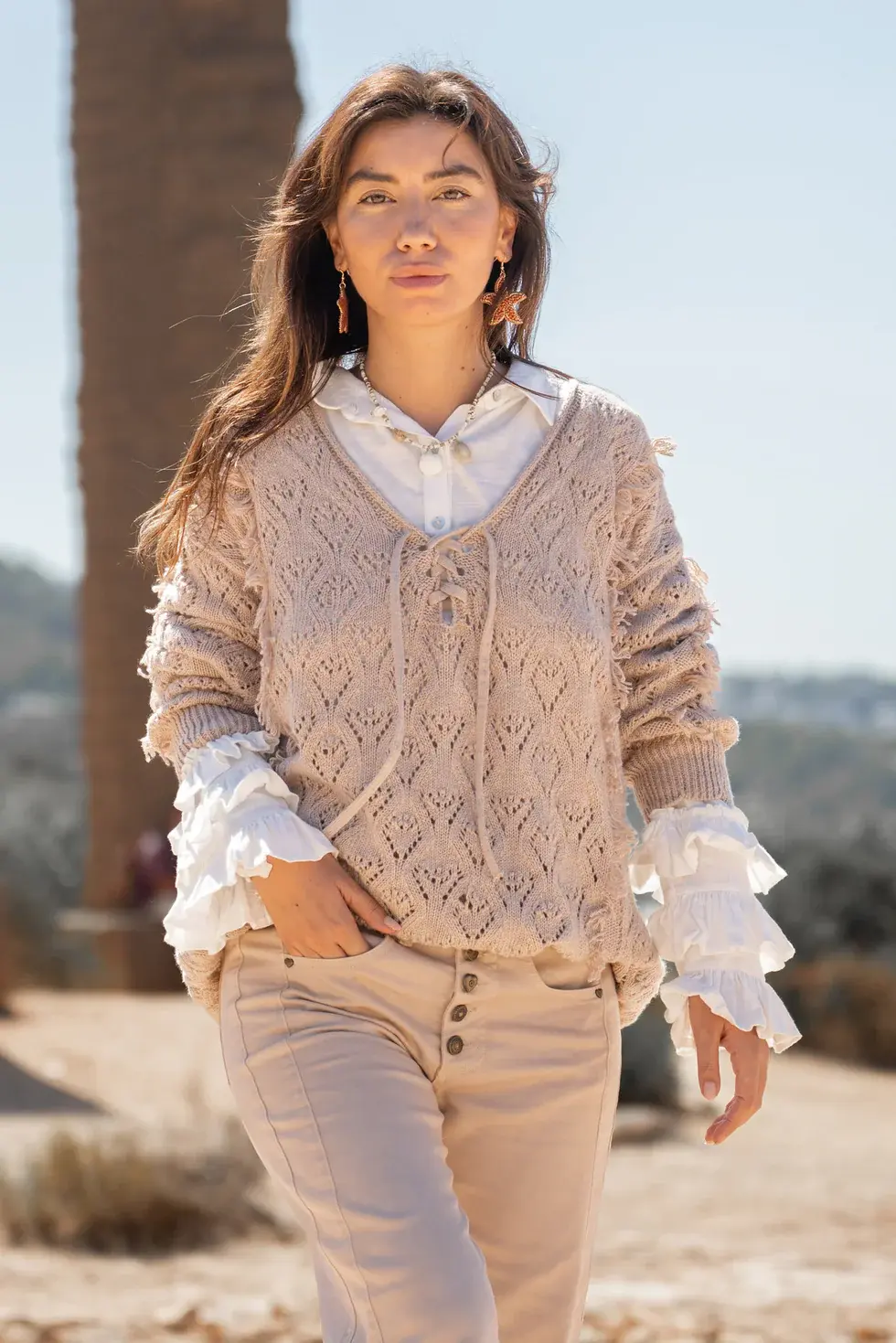 Isla Ibiza Bonita Knitted Jumper Gitano Khaki