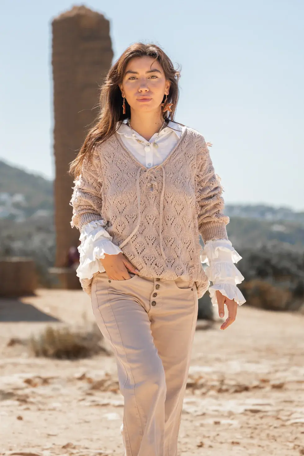 Isla Ibiza Bonita Knitted Jumper Gitano Khaki