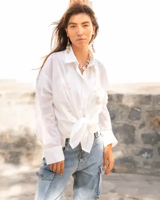 Isla Ibiza Bonita Embroidery Blouse Sombra White