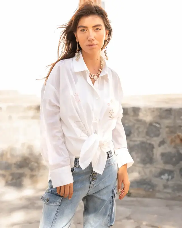 Isla Ibiza Bonita Embroidery Blouse Sombra White