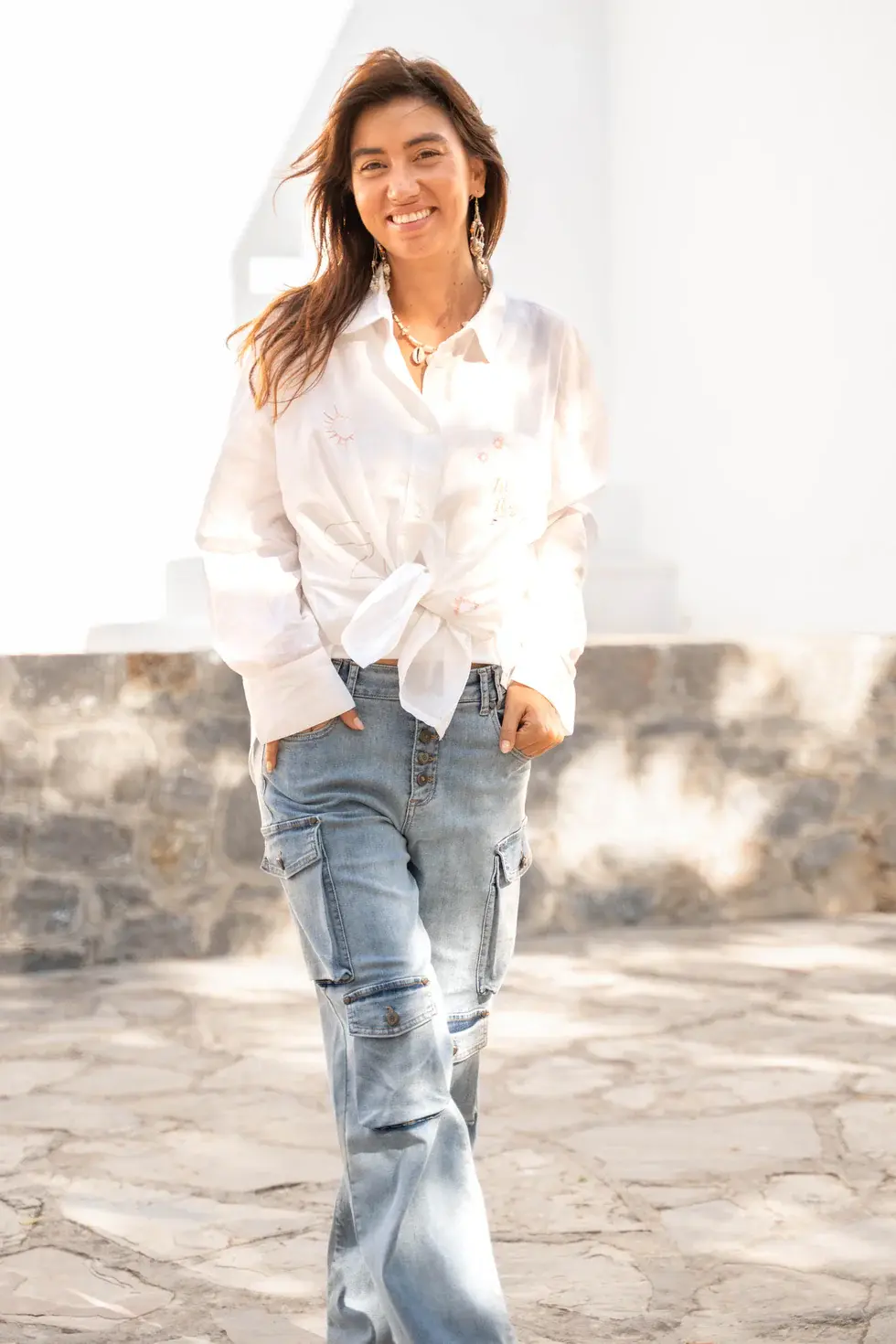 Isla Ibiza Bonita Embroidery Blouse Sombra White