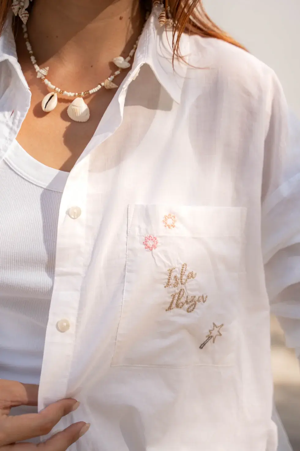 Isla Ibiza Bonita Embroidery Blouse Sombra White