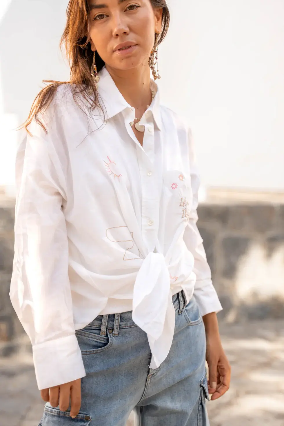 Isla Ibiza Bonita Embroidery Blouse Sombra White