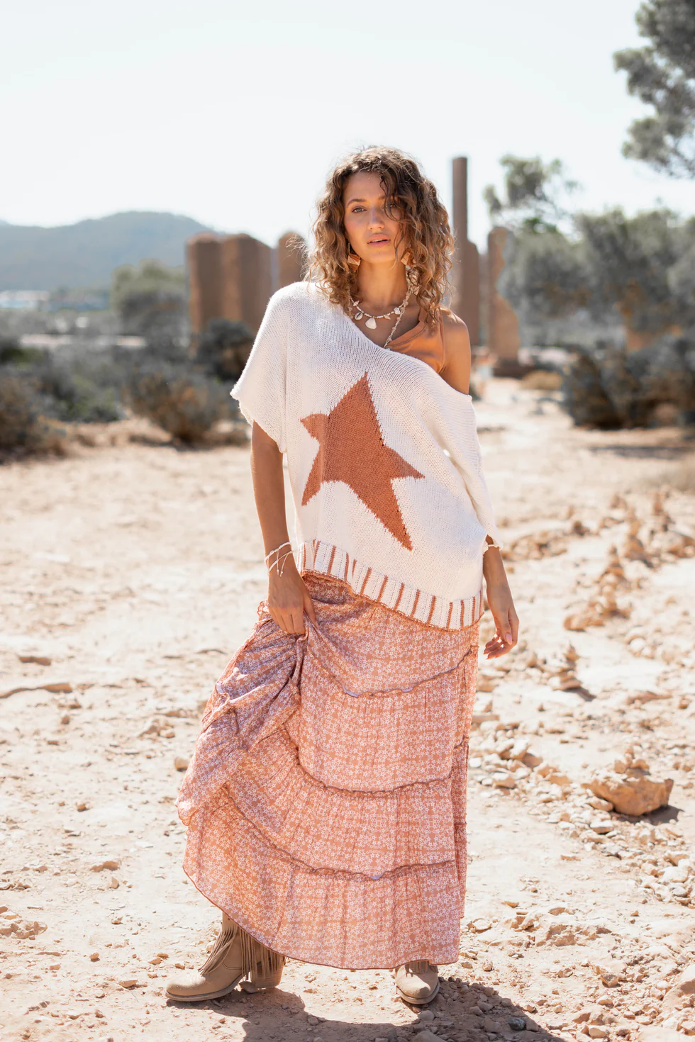 Isla Ibiza Bonita Lange Rok Estrella Print