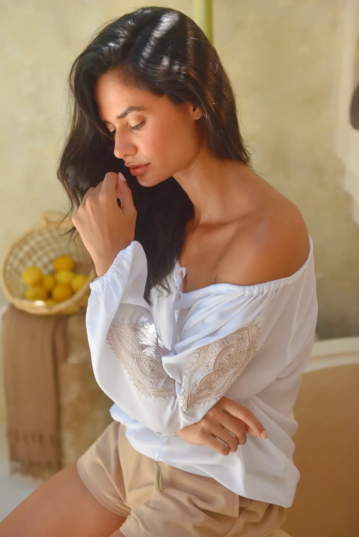 Hot Lava Blouse Terri Ivory/Taupe