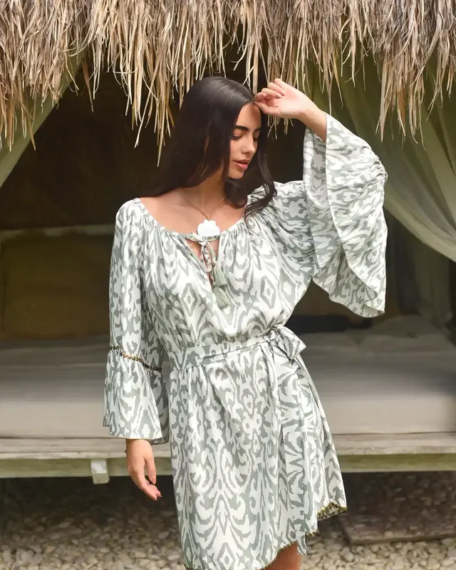 Hot Lava Jurk Hippie Metal Ethnic Sage