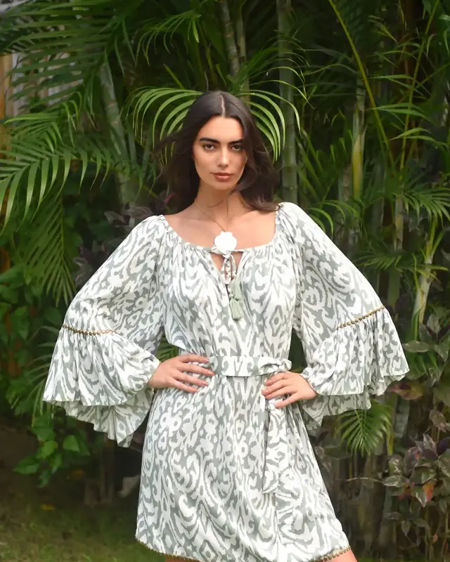 Hot Lava Jurk Hippie Metal Ethnic Sage