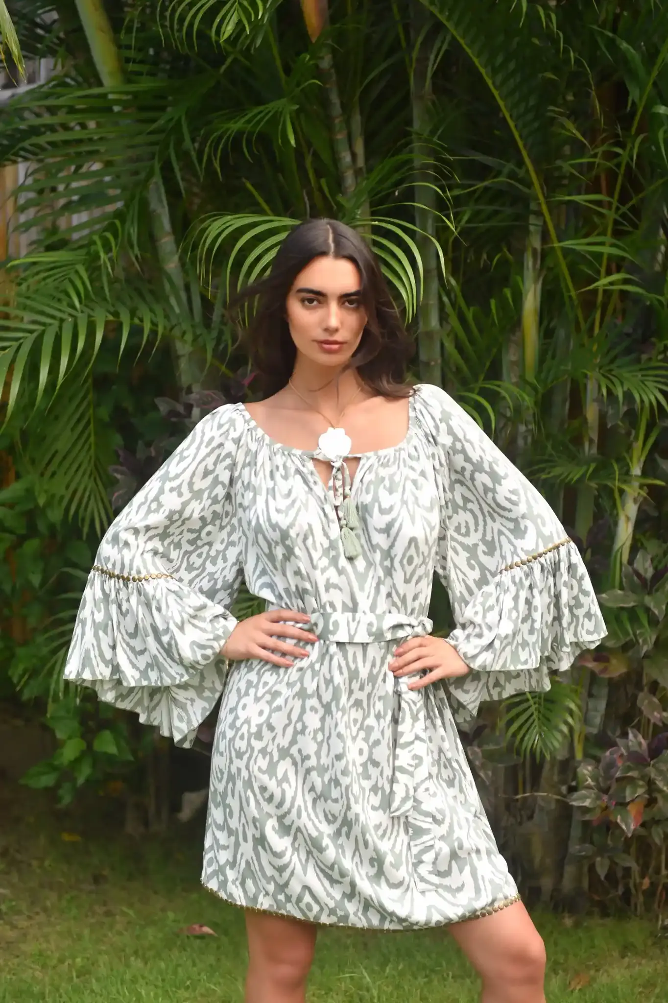 Hot Lava Jurk Hippie Metal Ethnic Sage