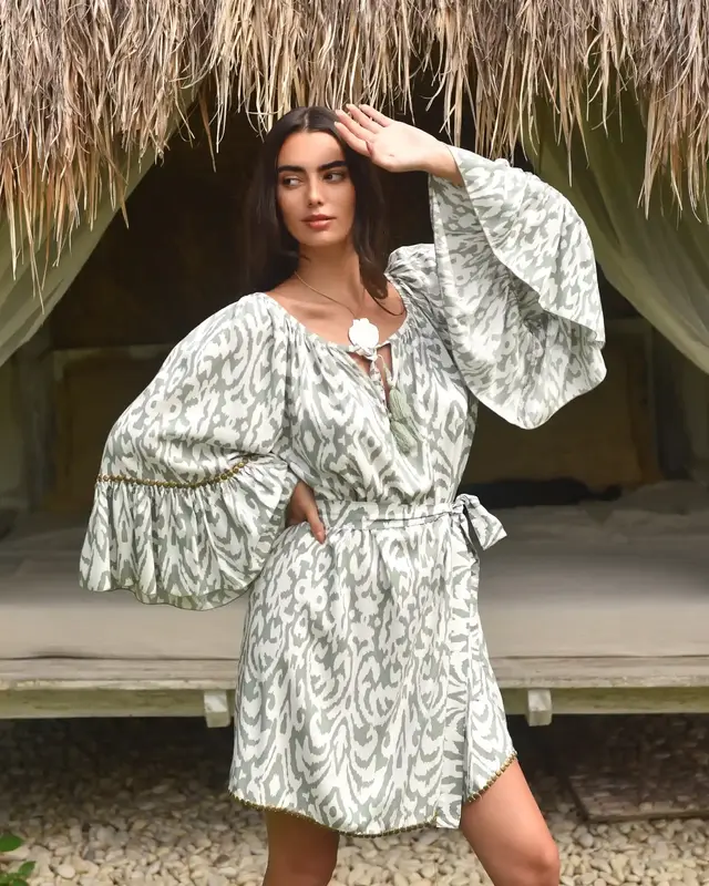 Hot Lava Jurk Hippie Metal Ethnic Sage