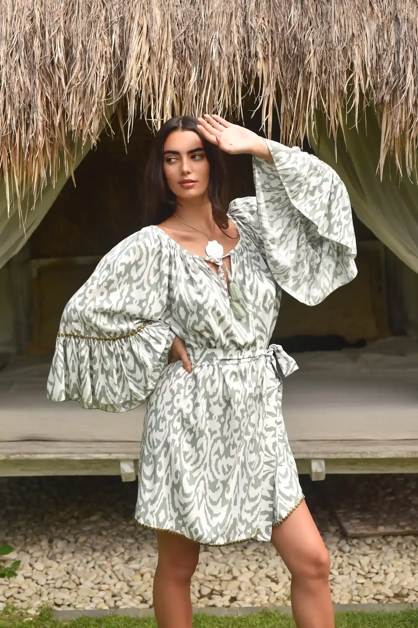 Hot Lava Jurk Hippie Metal Ethnic Sage