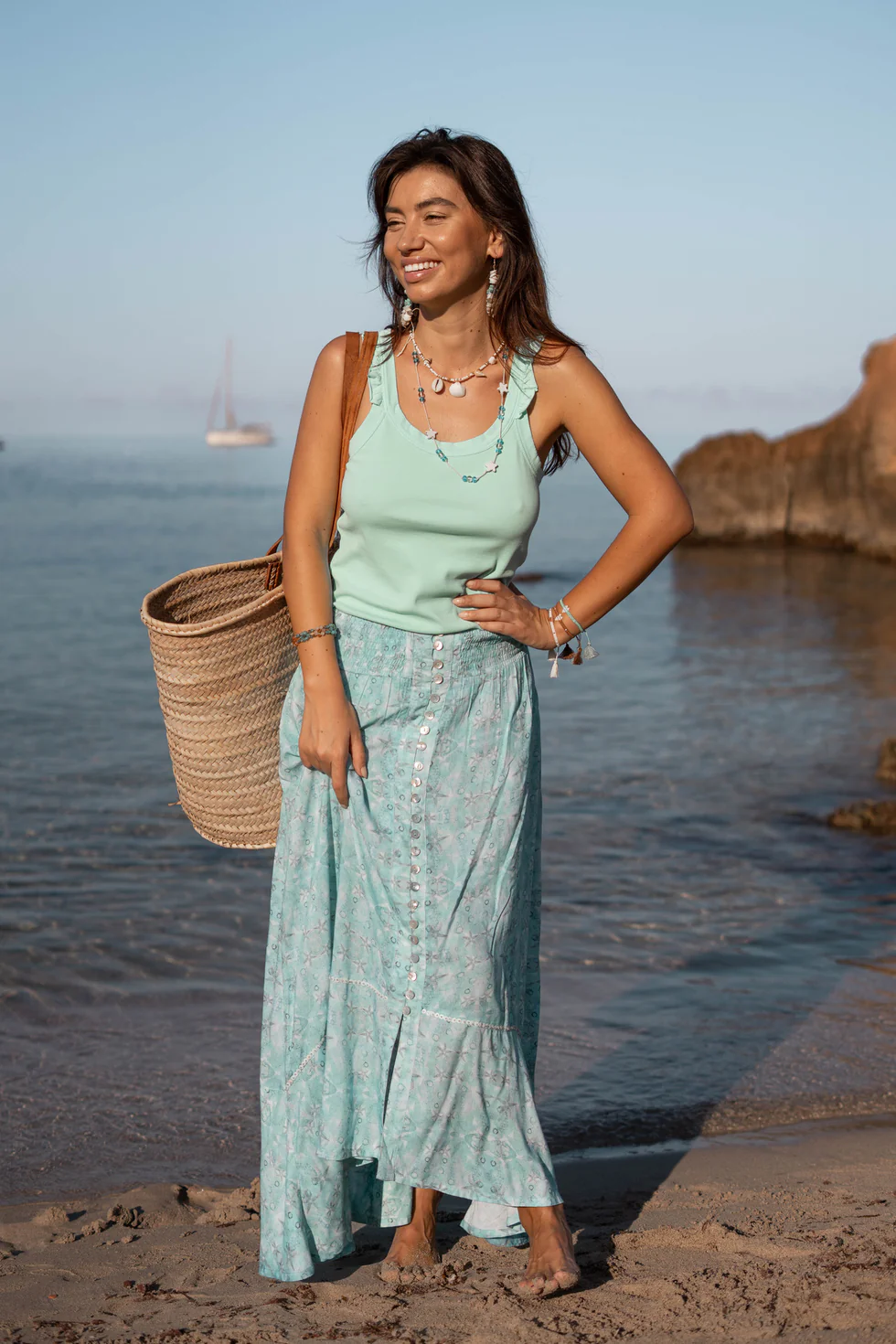 Isla Ibiza Bonita Lange Rok Lola Calanas Print