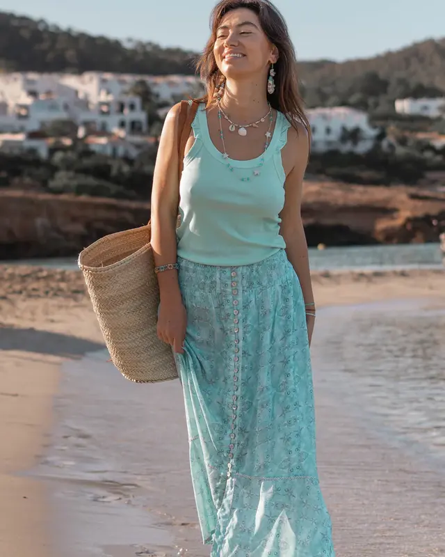 Isla Ibiza Bonita Lange Rok Lola Calanas Print