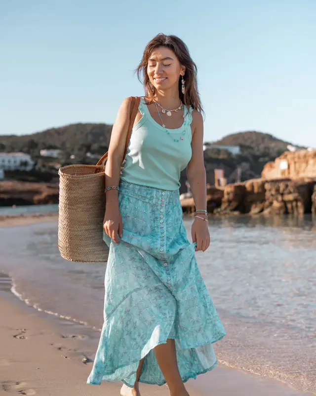 Isla Ibiza Bonita Lange Rok Lola Calanas Print