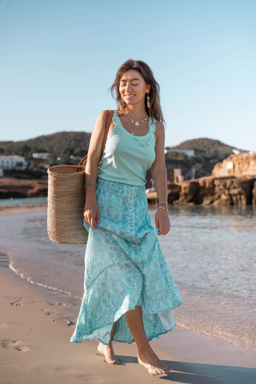 Isla Ibiza Bonita Lange Rok Lola Calanas Print