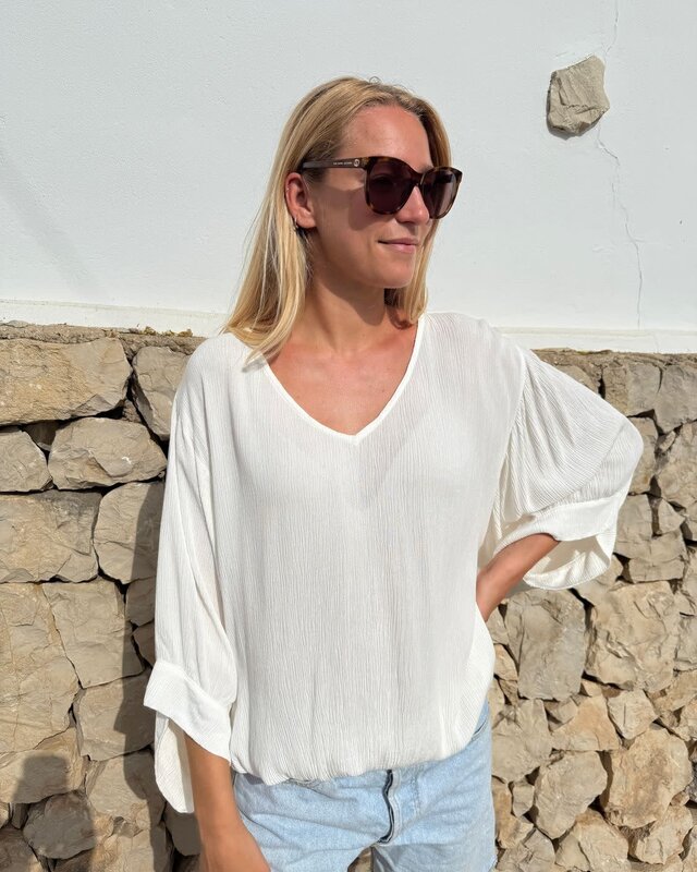 Bindi by Sust Top Anna Crincle Uniq Off White