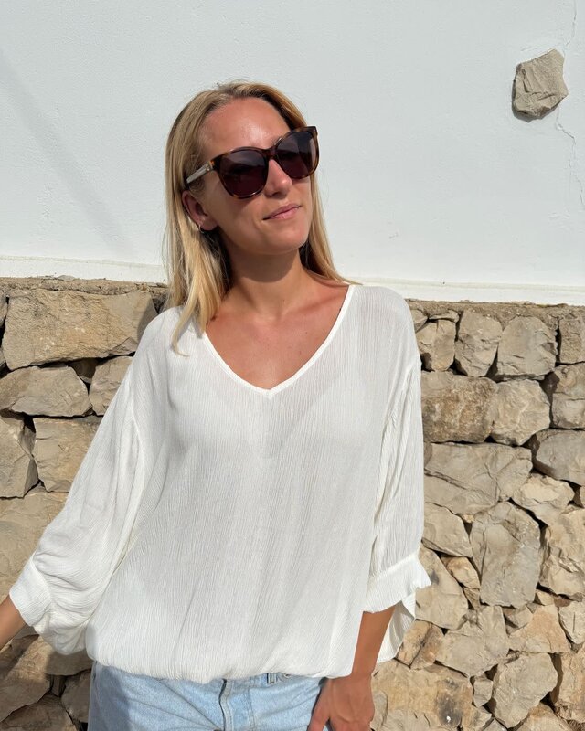 Bindi by Sust Top Anna Crincle Uniq Off White