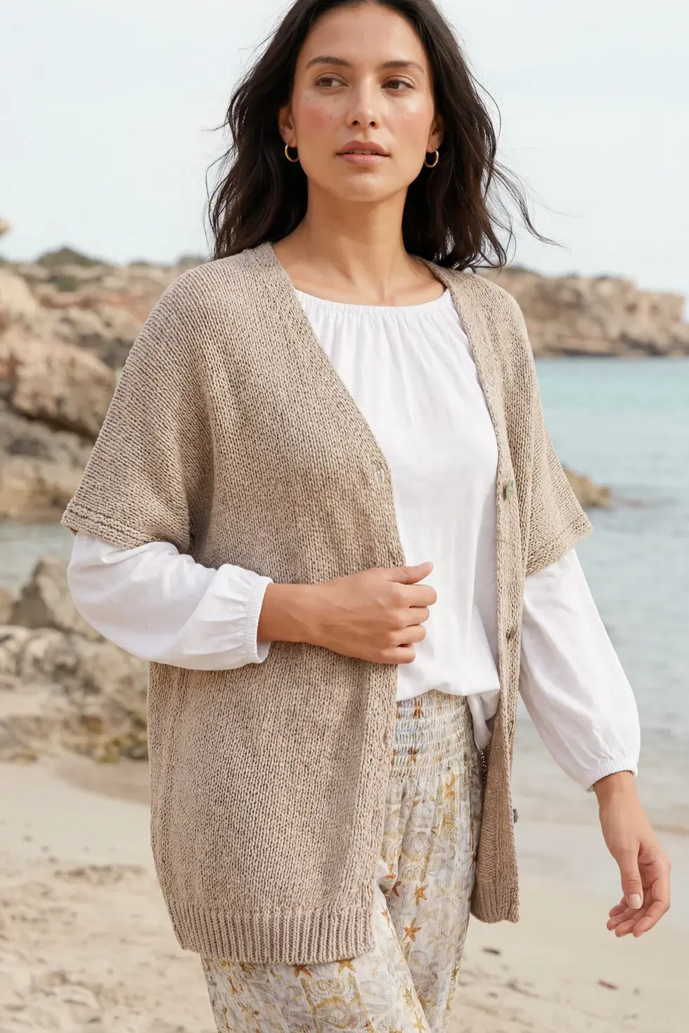 Isla Ibiza Bonita Cardigan Baggy Trigo Khaki