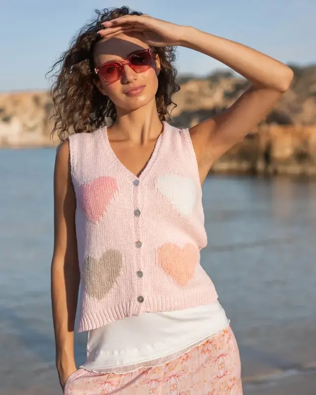 Isla Ibiza Bonita Gilet Heart Zonas Light Pink