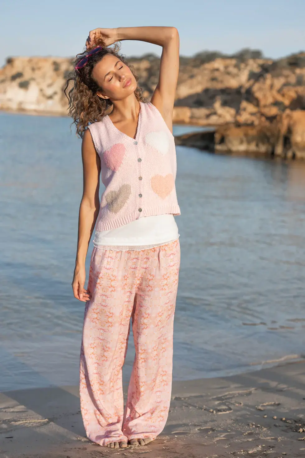 Isla Ibiza Bonita Gilet Heart Zonas Light Pink