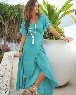 Hot Lava Wrap Dress Dani Turquoise