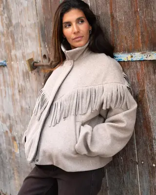 Moost Wanted Lizzy Fringe Jacket Taupe