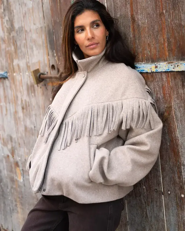 Moost Wanted Lizzy Fringe Jacket Taupe