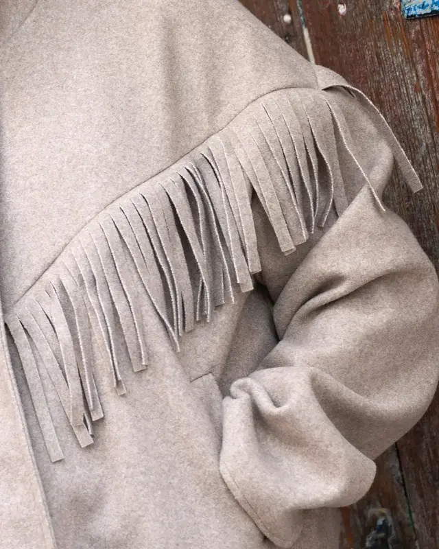 Moost Wanted Lizzy Fringe Jacket Taupe
