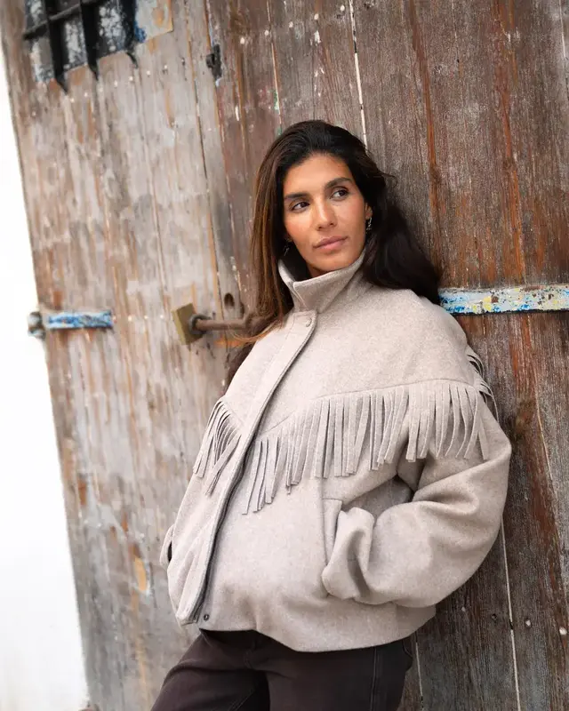 Moost Wanted Lizzy Fringe Jacket Taupe