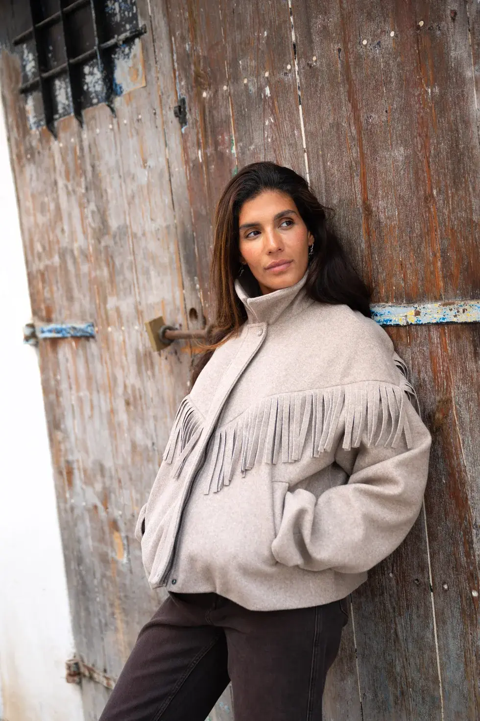 Moost Wanted Lizzy Fringe Jacket Taupe