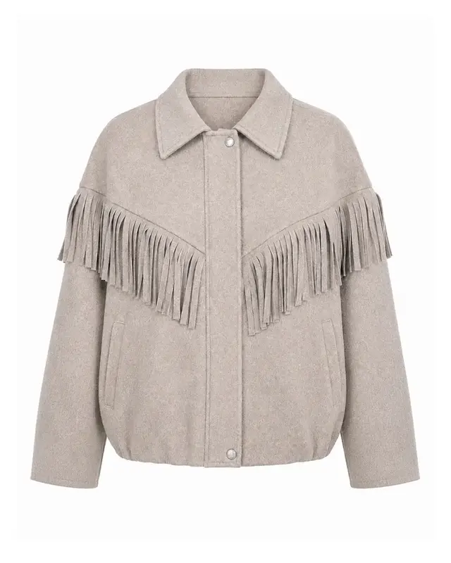Moost Wanted Lizzy Fringe Jacket Taupe