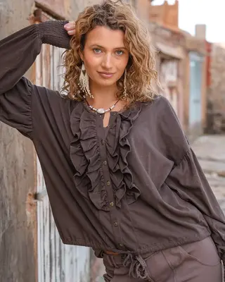 Isla Ibiza Bonita Blouse Concha Brown