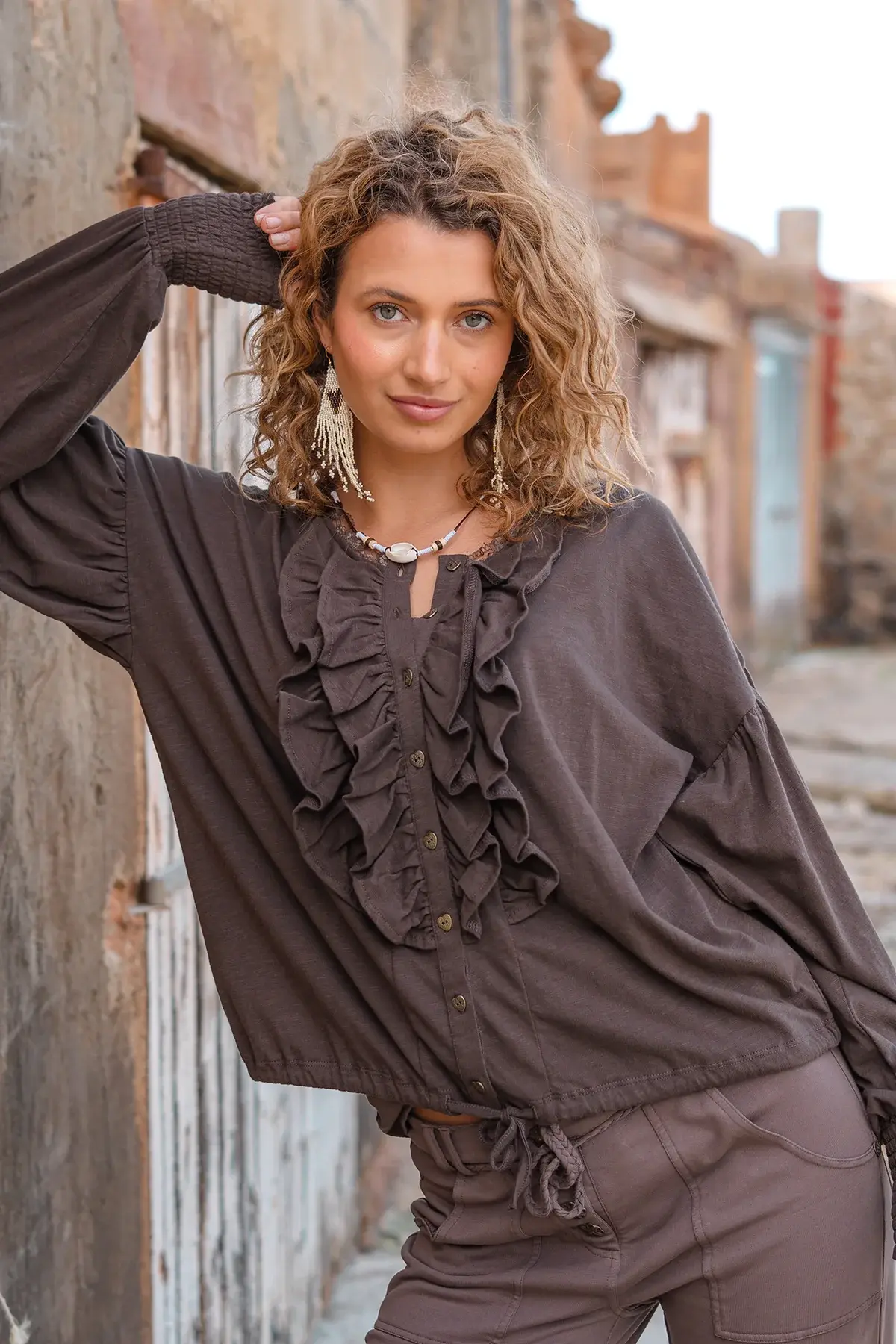 Isla Ibiza Bonita Blouse Concha Brown