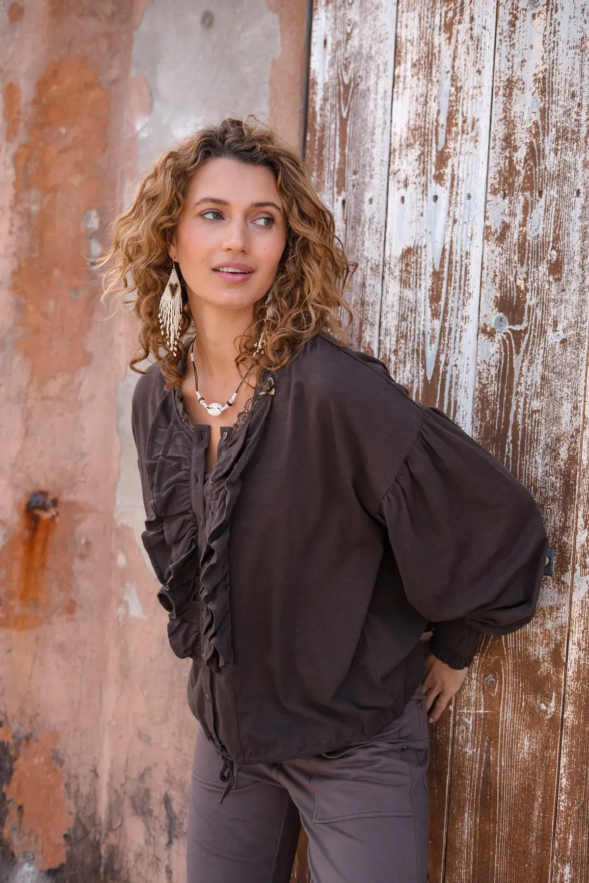 Isla Ibiza Bonita Blouse Concha Brown