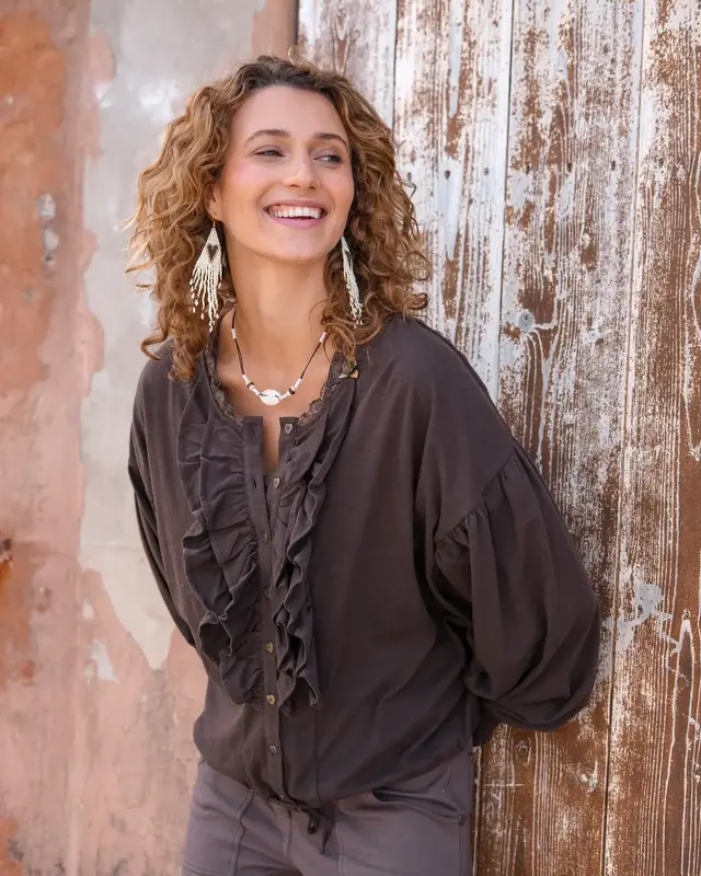 Isla Ibiza Bonita Blouse Concha Brown