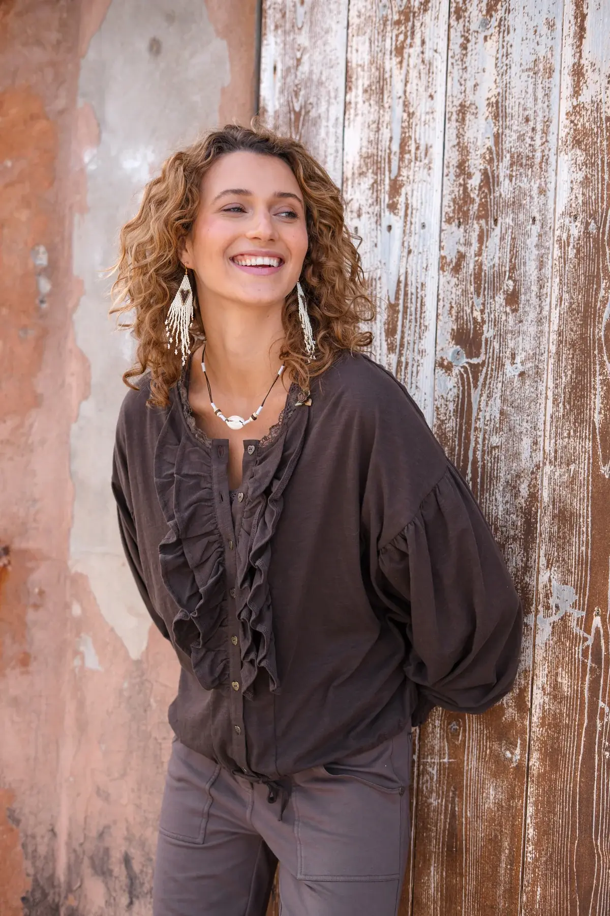 Isla Ibiza Bonita Blouse Concha Brown