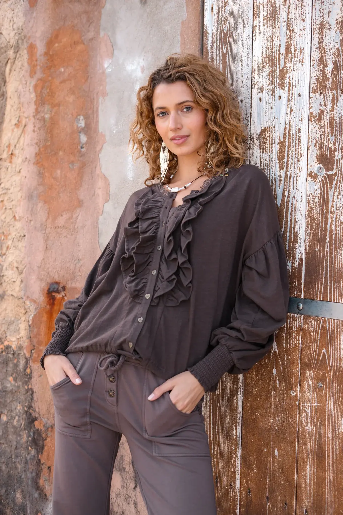 Isla Ibiza Bonita Blouse Concha Brown