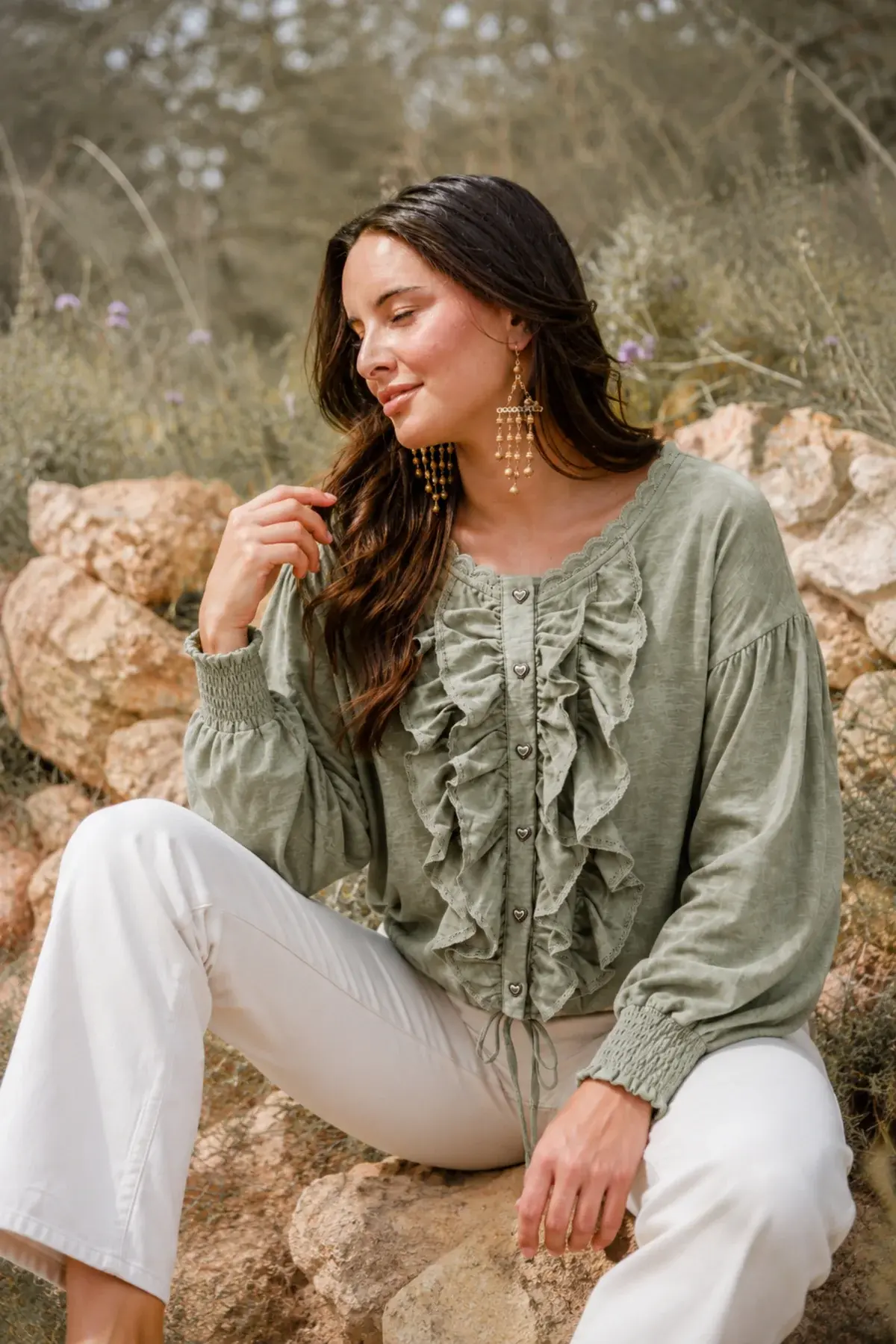 Isla Ibiza Bonita Blouse Concha Army
