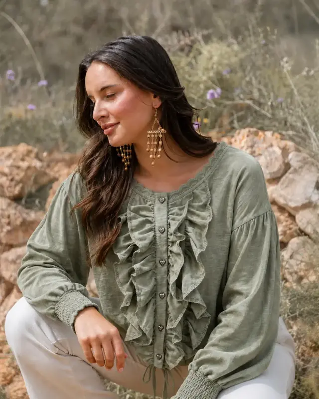 Isla Ibiza Bonita Blouse Concha Army