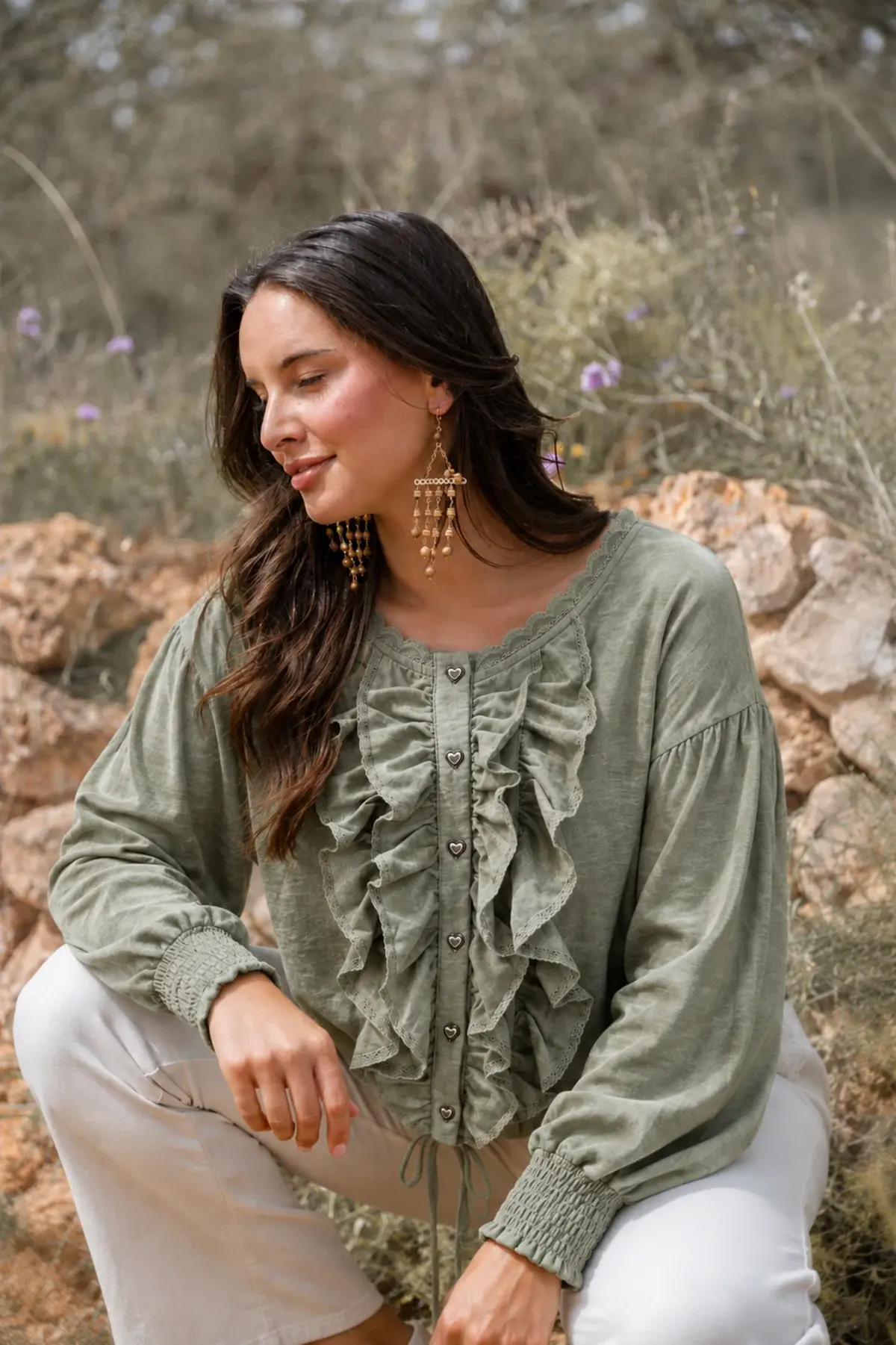 Isla Ibiza Bonita Blouse Concha Army
