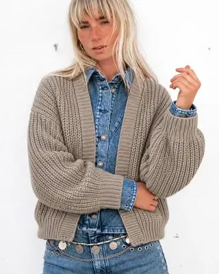 Moost Wanted Reese Chunky Cardigan Beige