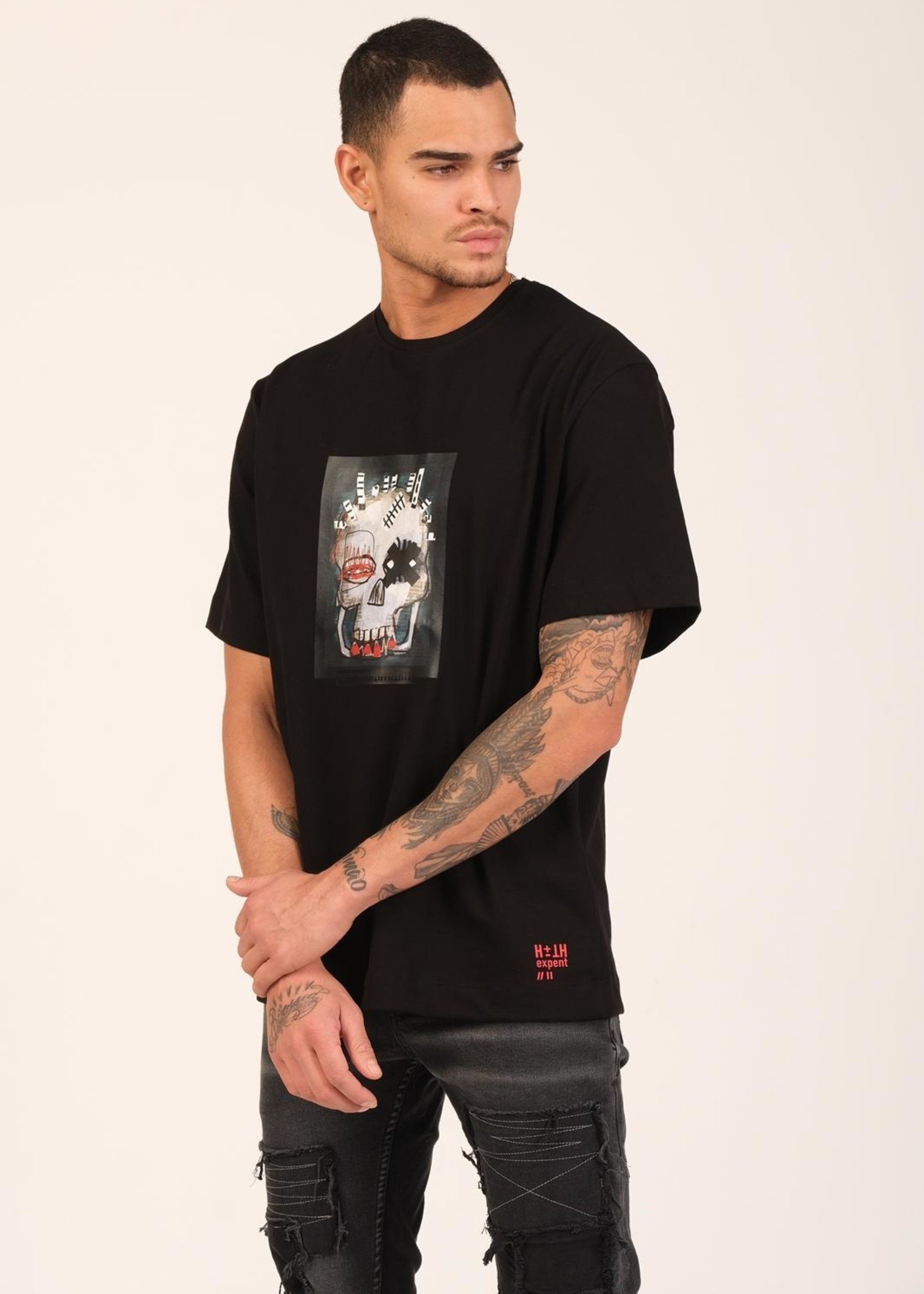 Legend Style Stijlvol zwart T-shirt met doodskop print voor heren