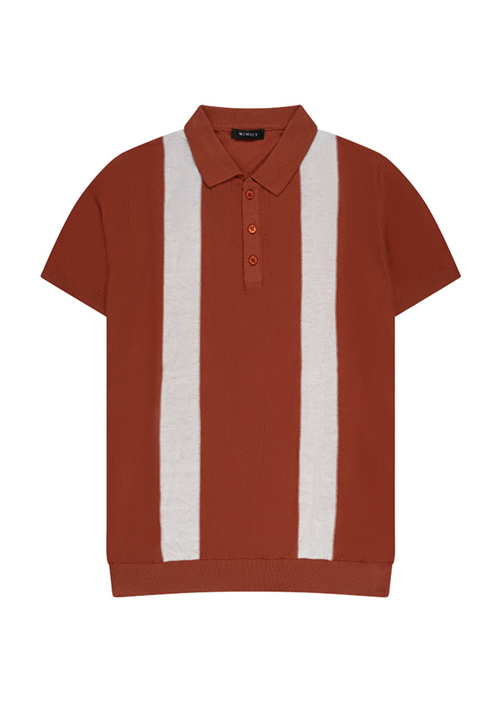 Legend Style  Slim Fit T-shirt Oranje met Verticale Strepen en Knoopsluiting