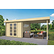 Blokhut - Tuinhuis 28mm Dellinger met overkapping Blokhut - Tuinhuis 28mm Dellinger met overkapping