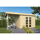 Blokhut - Tuinhuis 28mm Extramodern met overkapping Blokhut - Tuinhuis 28mm Extramodern met overkapping