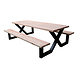 Picknicktafel met stalen X-frame, 45 mm dik, bladmaat 240 x 80 cm, onbehandeld Picknicktafel met stalen X-frame, 45 mm dik, bladmaat 240 x 80 cm, onbehandeld