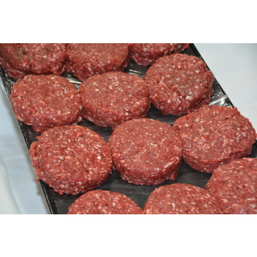 Hoeve Linquenda (Eko) Runder Hamburger Mannen XL 150gr 2st Hoeve Linquenda (Eko) Runder Hamburger Mannen XL 150gr 2st