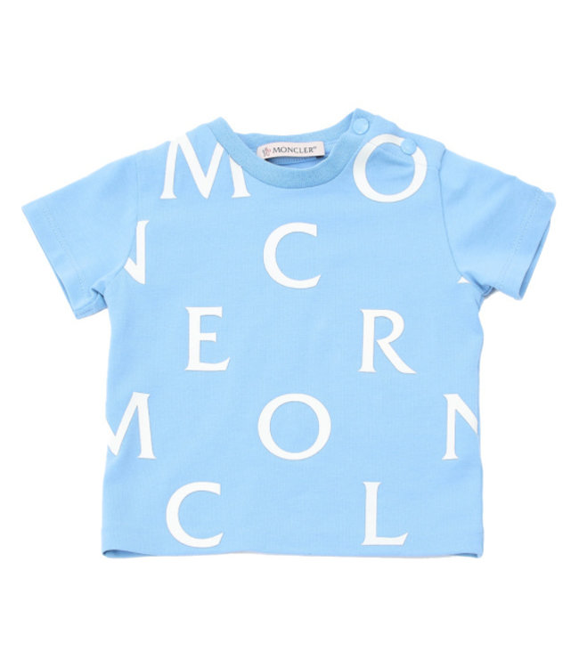 Vet roestvrij Kraan Moncler blauw t-shirt met logoprint - Lolly Pop Kindermode