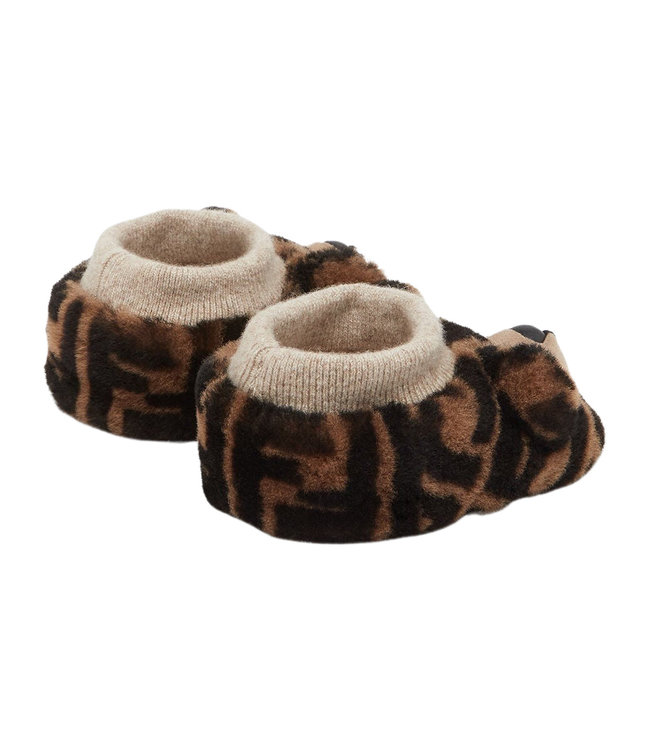 Fendi Fendi Babbucce Orsetto Shearling FF Tobacco