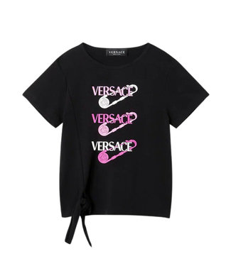 Versace Versace T-Shirt Jersey Pins Logo Print Black Multicolor